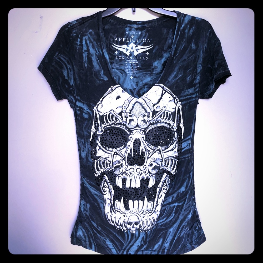 Studded Skull Affliction T-shirt
